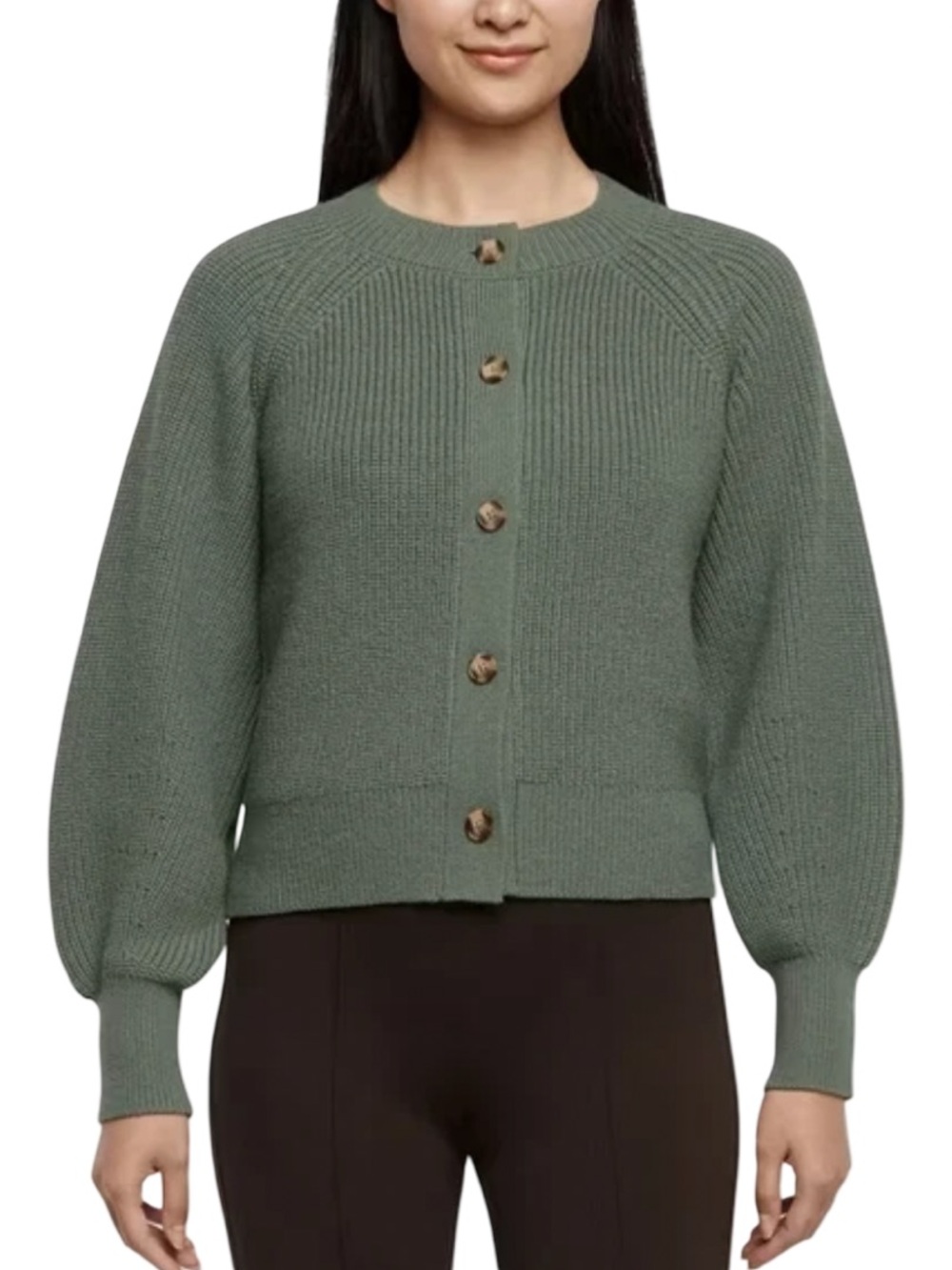 Banana Republic Sage Green Button-Front Knit Cardigan